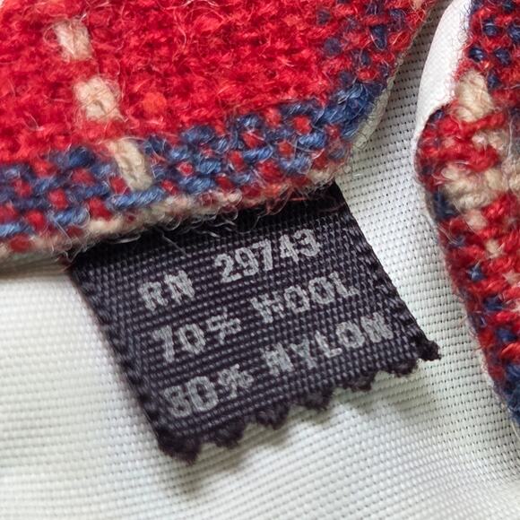 Vintage Kings Lynn Wool Plaid Tie Red Navy Cream Tartan 4” Wide 70s Preppy Style - Picture 7 of 8